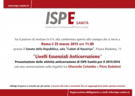 Conferenza Stampa 25 marzo 2015: Livelli Essenziali Anti Corruzione - ETICA & SANITÀ